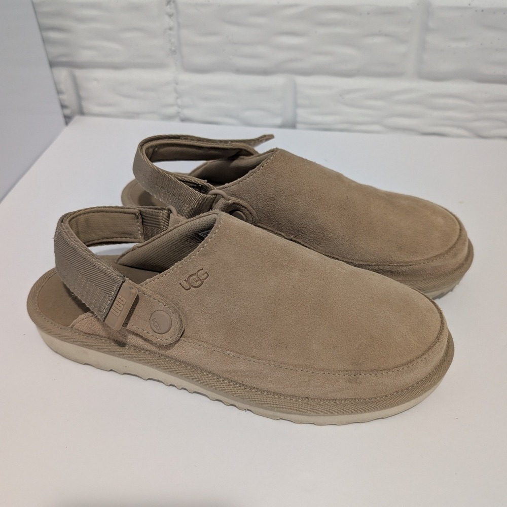 UGG GoldenCoast Clog Youth Size 5 Tan Suede Slingback 1159770K EUC Cozycore Fall